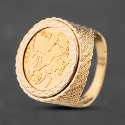 Anello mezzo sovrano - , oro